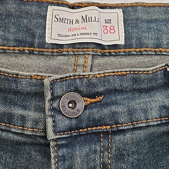 NWT Smith & Mills Denim Blue Jeans Stretch Men’s 38 x 32 Tailored Medium Wash - Picture 6 of 16
